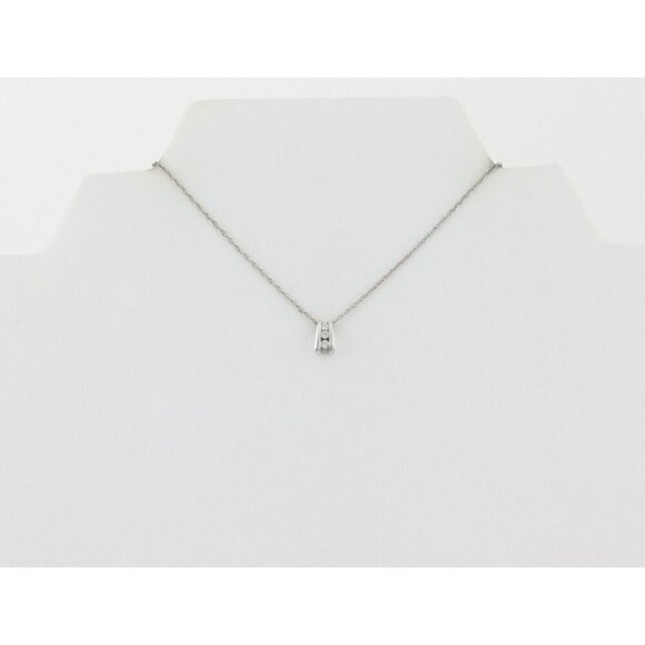 10k White Gold .09ct Diamond Necklace 20" Chain - Picture 6 of 7